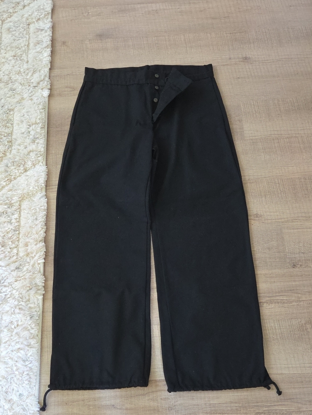 Black Men's Straight-Leg Drawstring Hem Pants - Renaissance